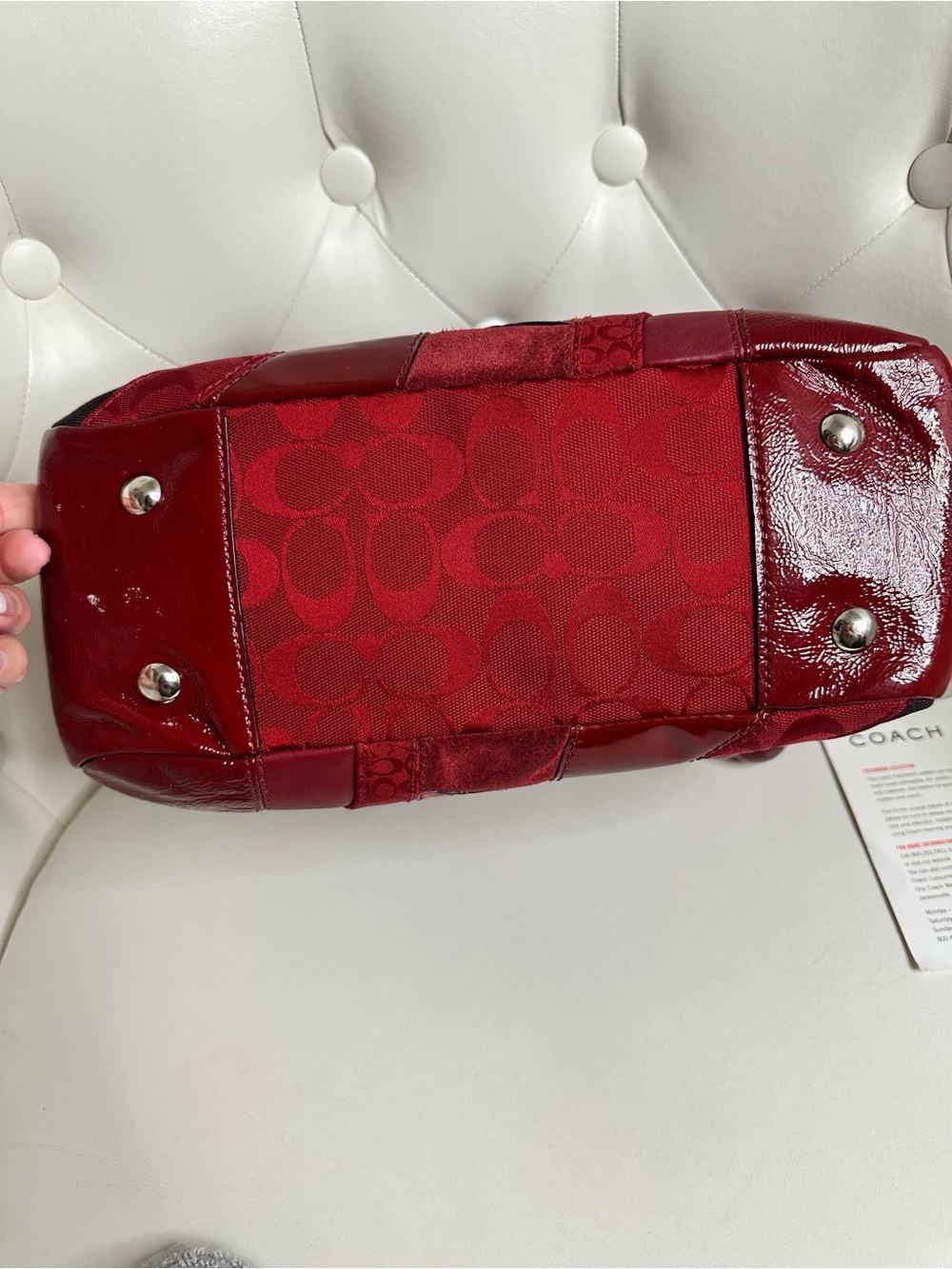 Coach Red Patchwork Tote Bag - Picture 6 of 9